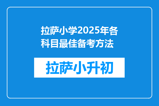 拉萨小学2025年各科目最佳备考方法