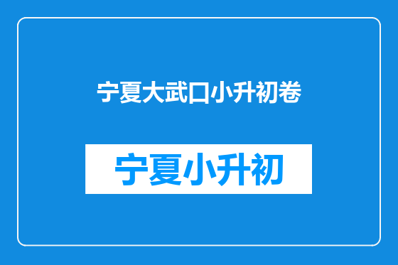 宁夏大武口小升初卷