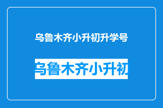 乌鲁木齐小升初升学号