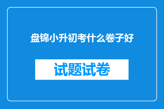 盘锦小升初考什么卷子好