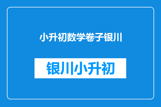 小升初数学卷子银川