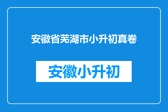 安徽省芜湖市小升初真卷