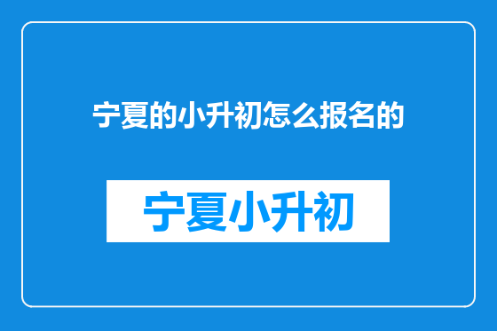 宁夏的小升初怎么报名的