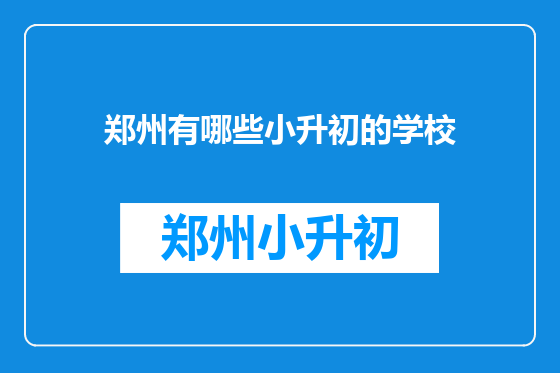 郑州有哪些小升初的学校