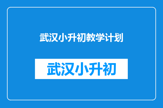 武汉小升初教学计划