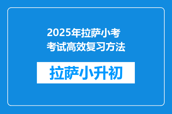 2025年拉萨小考考试高效复习方法