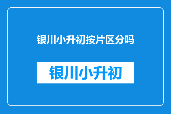 银川小升初按片区分吗