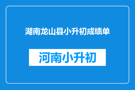 湖南龙山县小升初成绩单