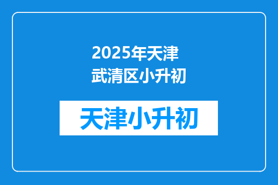 2025年天津武清区小升初
