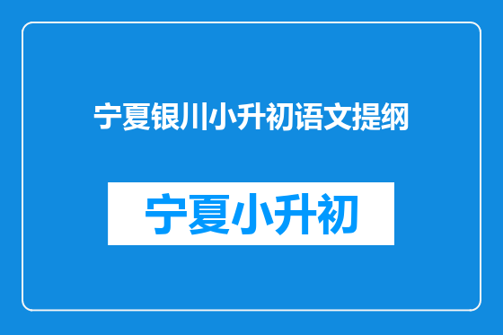 宁夏银川小升初语文提纲