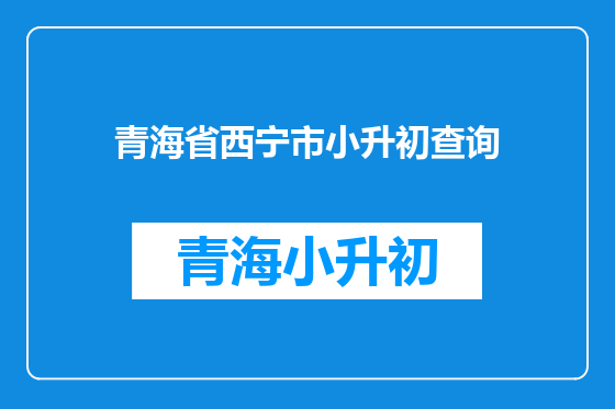 青海省西宁市小升初查询