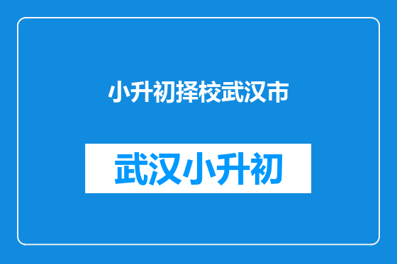 小升初择校武汉市