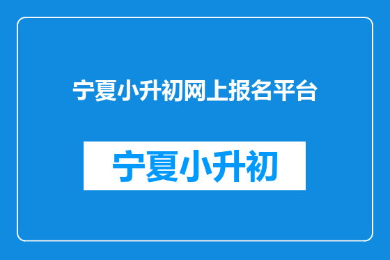 宁夏小升初网上报名平台