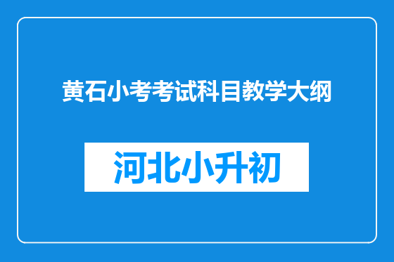 黄石小考考试科目教学大纲