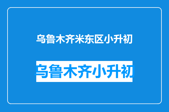 乌鲁木齐米东区小升初