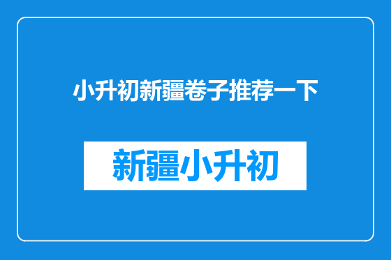 小升初新疆卷子推荐一下