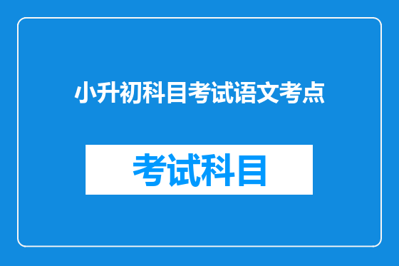小升初科目考试语文考点