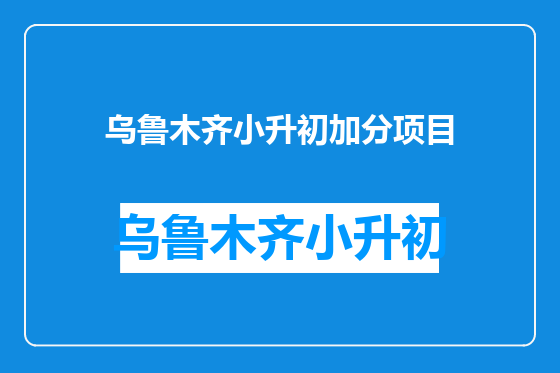 乌鲁木齐小升初加分项目