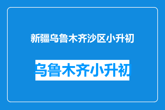 新疆乌鲁木齐沙区小升初