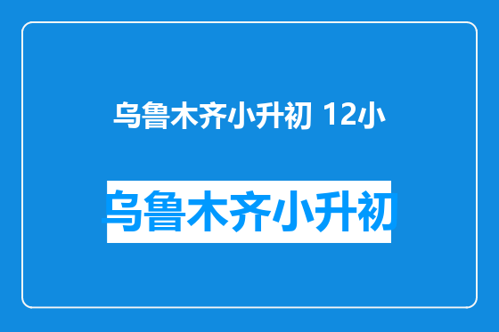 乌鲁木齐小升初 12小