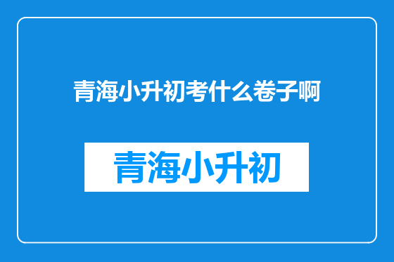 青海小升初考什么卷子啊