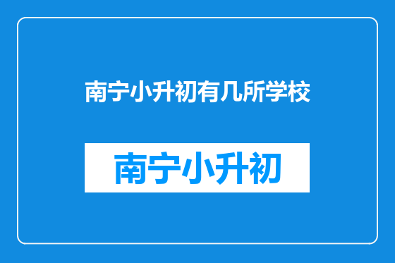 南宁小升初有几所学校