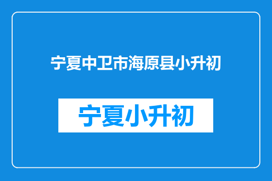 宁夏中卫市海原县小升初