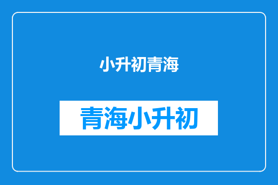 小升初青海