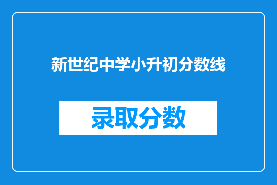 新世纪中学小升初分数线