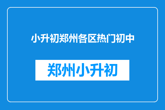 小升初郑州各区热门初中