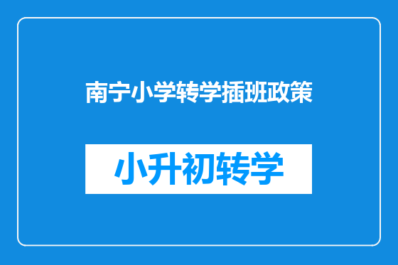 南宁小学转学插班政策