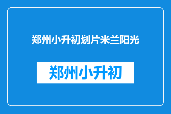 郑州小升初划片米兰阳光