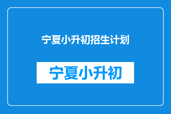 宁夏小升初招生计划