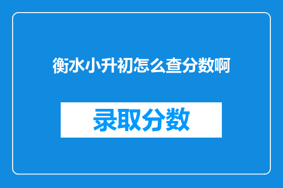 衡水小升初怎么查分数啊