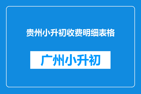 贵州小升初收费明细表格