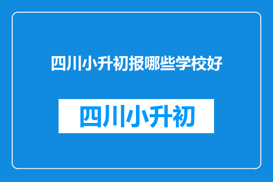 四川小升初报哪些学校好
