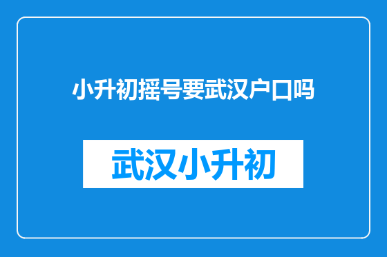 小升初摇号要武汉户口吗