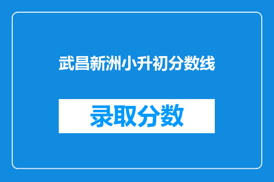 武昌新洲小升初分数线
