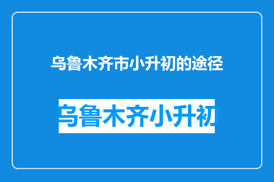 乌鲁木齐市小升初的途径