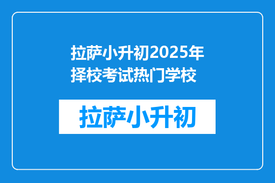 拉萨小升初2025年择校考试热门学校