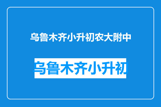 乌鲁木齐小升初农大附中