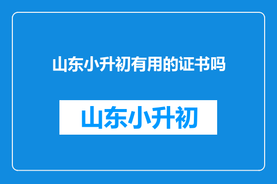 山东小升初有用的证书吗