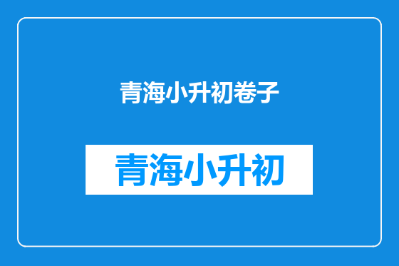 青海小升初卷子