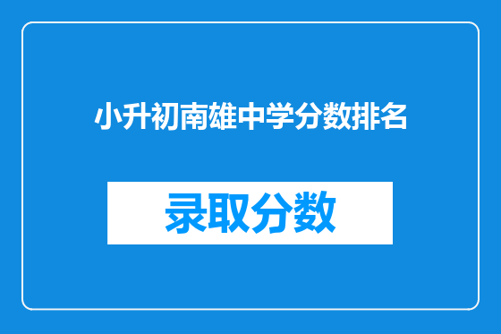 小升初南雄中学分数排名