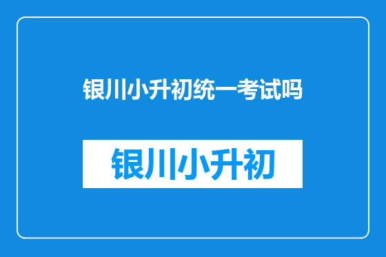 银川小升初统一考试吗