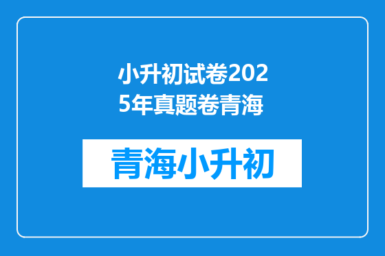 小升初试卷2025年真题卷青海