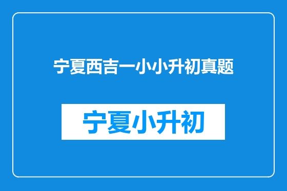 宁夏西吉一小小升初真题