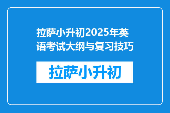 拉萨小升初2025年英语考试大纲与复习技巧