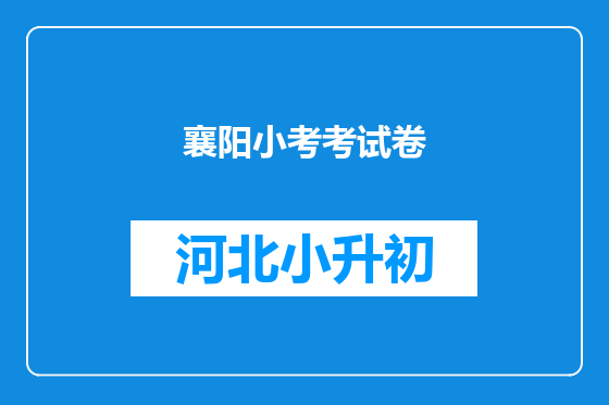 襄阳小考考试卷