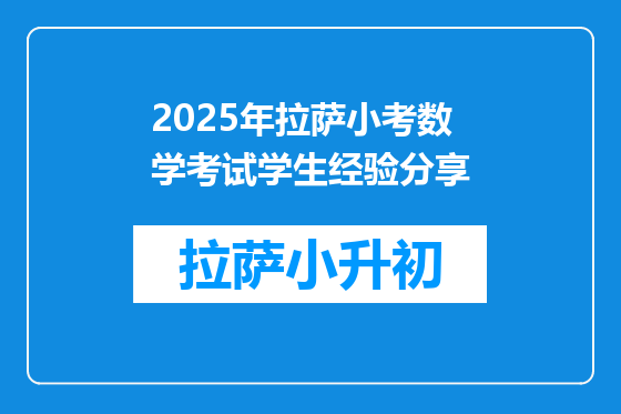 2025年拉萨小考数学考试学生经验分享